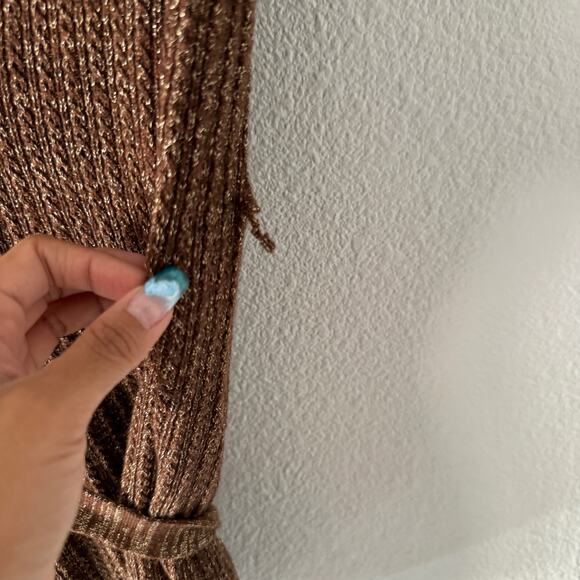 Women's nanette lepore Brown V Neck Sweater Merino Wool Dress Small - Picture 4 of 7